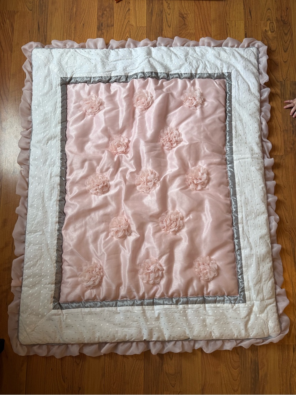 Blush Pink Rosette Ruffle Baby Quilt